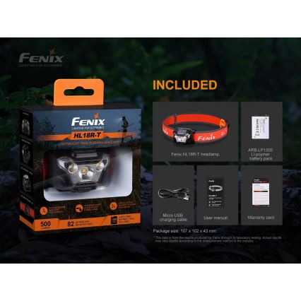 Fenix HL18RTRAIL - Lanterna de cabeça LED recarregável LED/3xAAA IP66 500 lm 300 hrs
