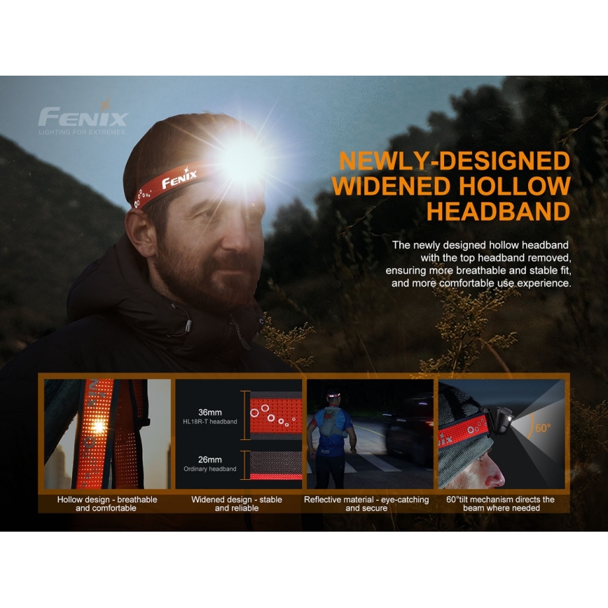 Fenix HL18RTRAIL - Lanterna de cabeça LED recarregável LED/3xAAA IP66 500 lm 300 hrs