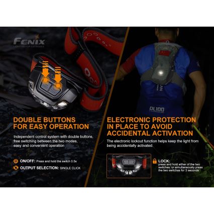 Fenix HL18RTRAIL - Lanterna de cabeça LED recarregável LED/3xAAA IP66 500 lm 300 hrs