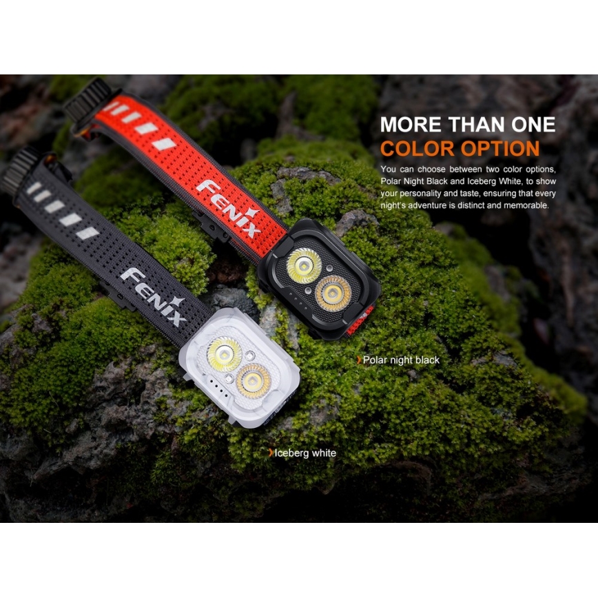 Fenix HL18RTV20WHT - LED Regulação recarregável lanterna de cabeça LED/USB IP66 800 brilhante 160 h branco/preto