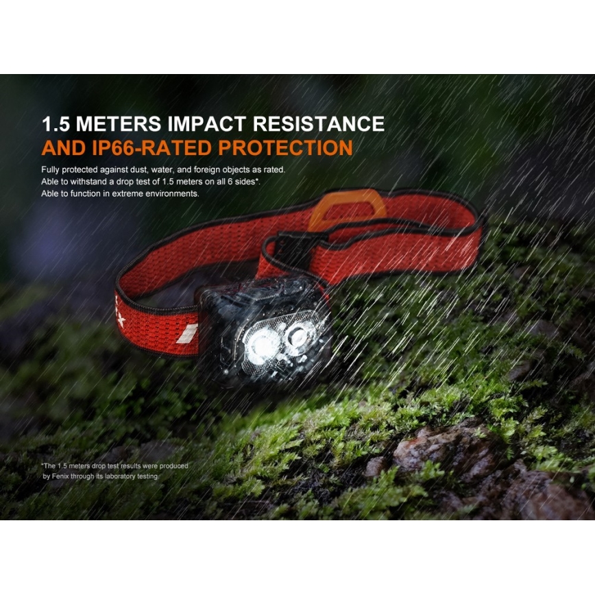 Fenix HL18RTV20WHT - LED Regulação recarregável lanterna de cabeça LED/USB IP66 800 brilhante 160 h branco/preto