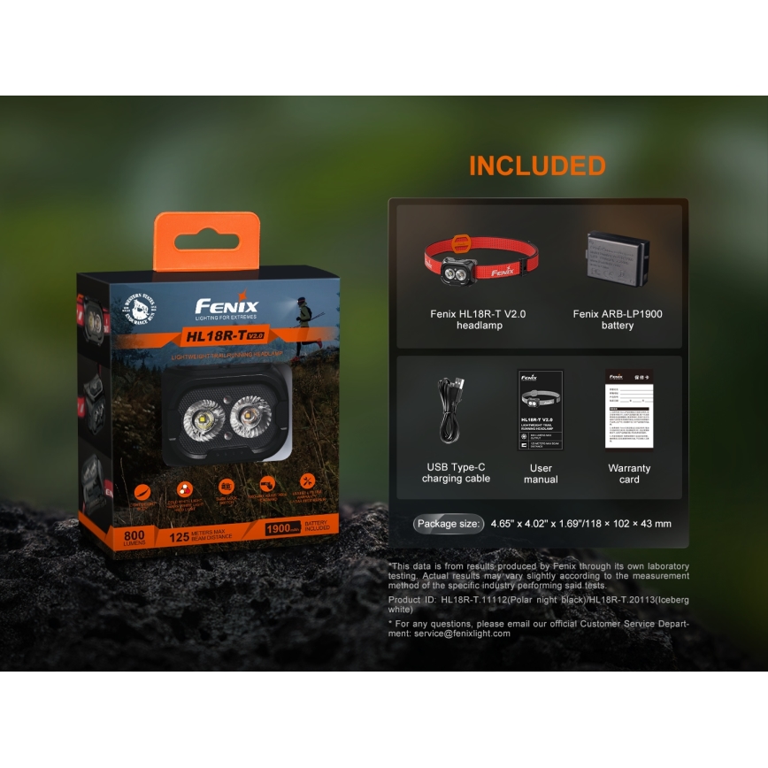 Fenix HL18RTV20WHT - LED Regulação recarregável lanterna de cabeça LED/USB IP66 800 brilhante 160 h branco/preto