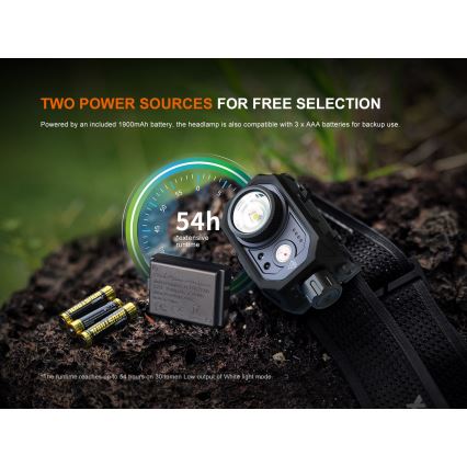 Fenix HL45R - LED Regulação recarregável focagem lanterna de cabeça LED/USB IP66 1000 brilhante 240 h preto