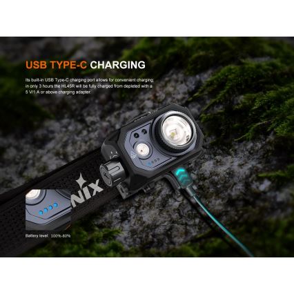 Fenix HL45R - LED Regulação recarregável focagem lanterna de cabeça LED/USB IP66 1000 brilhante 240 h preto