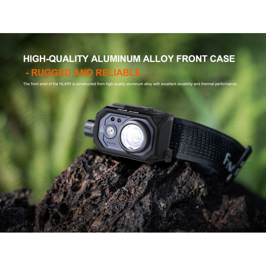 Fenix HL45R - LED Regulação recarregável focagem lanterna de cabeça LED/USB IP66 1000 brilhante 240 h preto