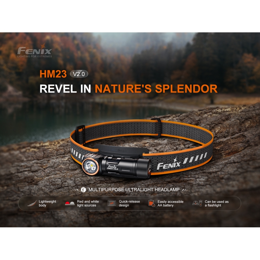 Fenix HM23V20 - LED Regulação lanterna de cabeça LED/1xAA IP68 300 lm 100 h