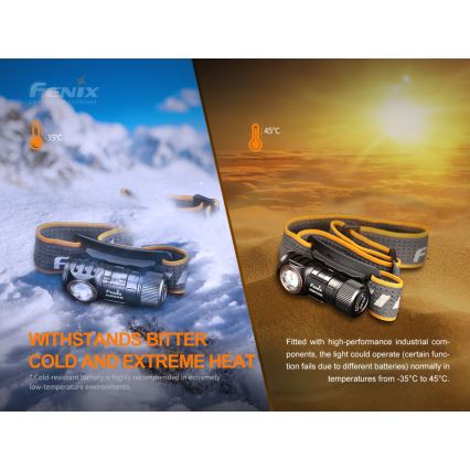 Fenix HM50RV20 - Lanterna de cabeça recarregável LED 3xLED/USB/1xCR123A IP68 700 brilhante 120 h 700 mAh