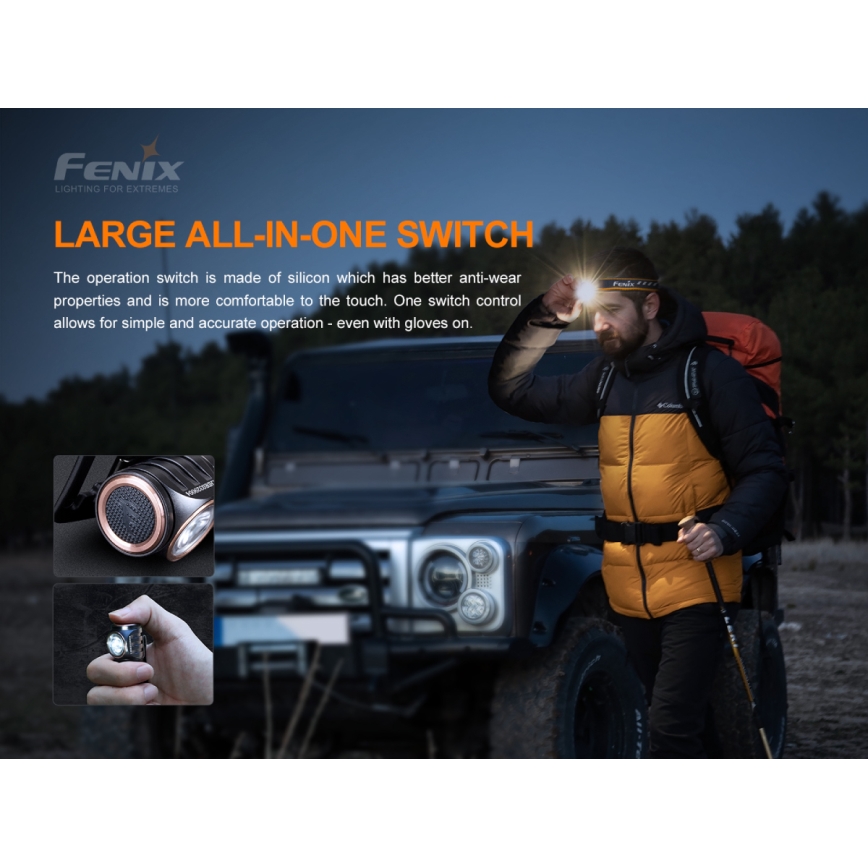 Fenix HM50RV20 - Lanterna de cabeça recarregável LED 3xLED/USB/1xCR123A IP68 700 brilhante 120 h 700 mAh