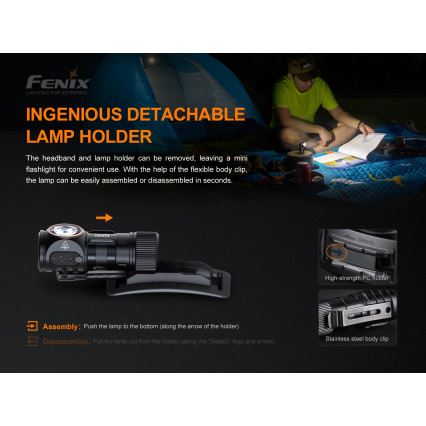 Fenix HM51RV20 - Lanterna de cabeça recarregável LED 3xLED/1xCR123A/USB IP68 700 brilhante 120 h 700 m