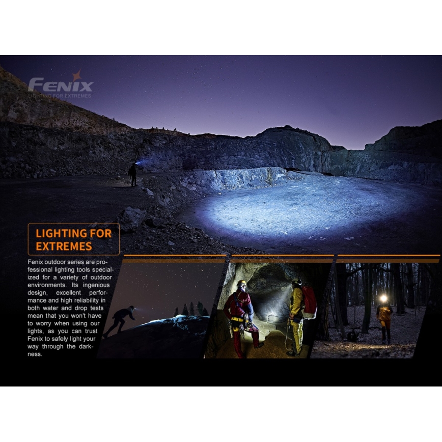 Fenix HM60R - LED Regulação rechargeable headlamp 4xLED/2xCR123A IP68 1300 lm 300 h