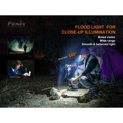 Fenix HM60R - LED Regulação rechargeable headlamp 4xLED/2xCR123A IP68 1300 lm 300 h