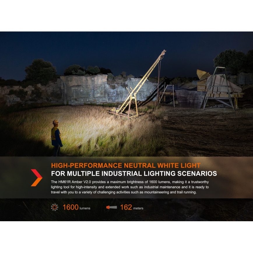 Fenix HM61RV20 - Lanterna de cabeça recarregável LED LED/USB/2xCR123A IP68 1600 lm 300 h 3400 mAh