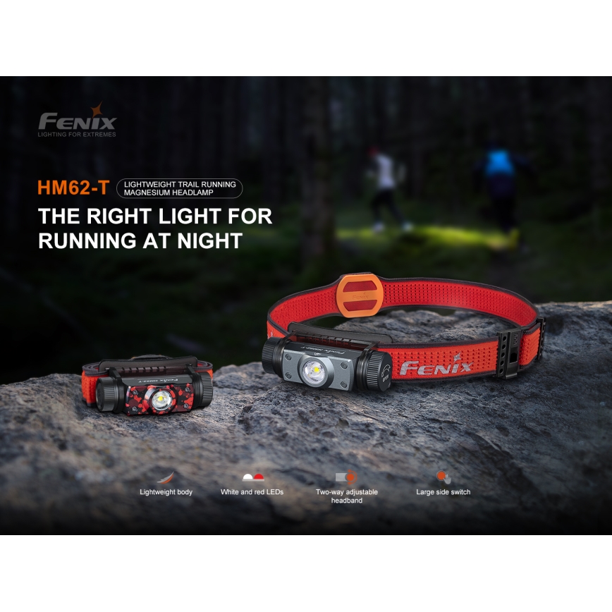 Fenix HM62TMGM - Lanterna de cabeça LED com regulação LED/USB IP68 1200 brilhante 280 h 3400 mAh
