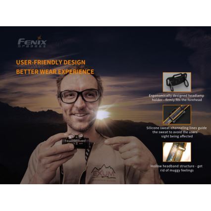 Fenix HM65R - Lanterna de cabeça recarregável LED 2xLED/USB/2xCR123A IP68 1400 brilhante 300 h 3400 mAh