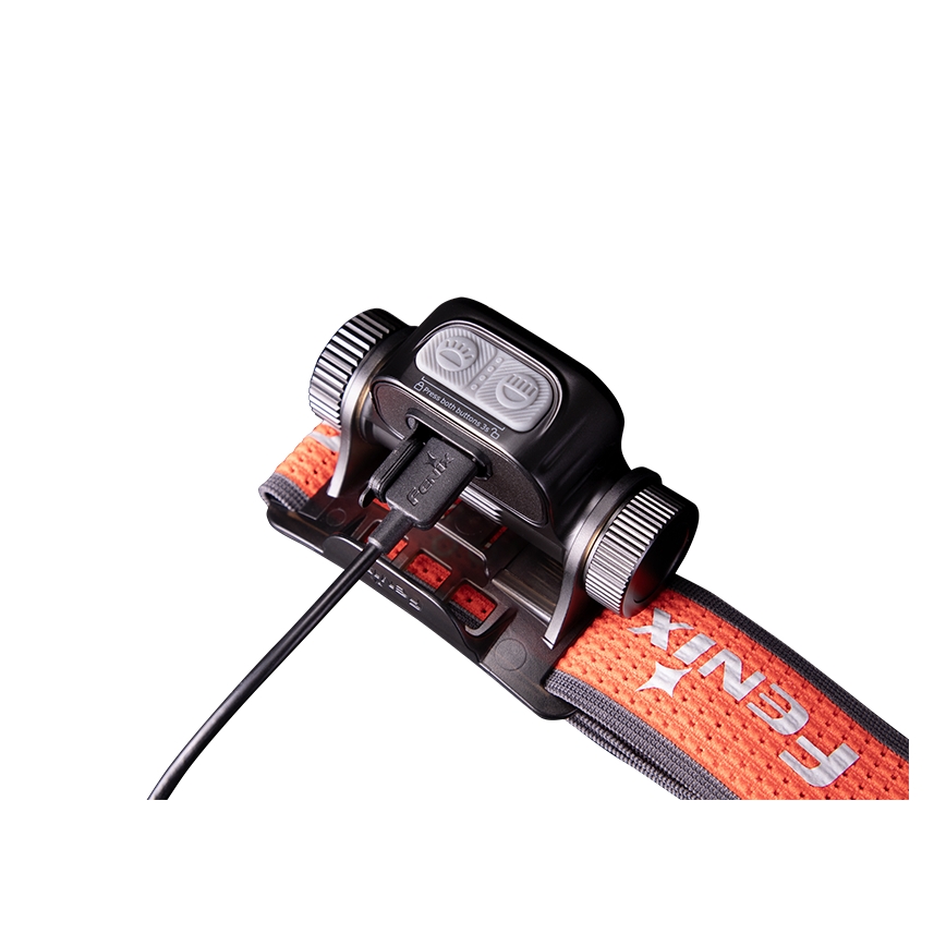 Fenix HM65RTV20BLC- Lanterna de cabeça LED com regulação LED/USB/2xCR123A IP68 3400 mAh preto/laranja