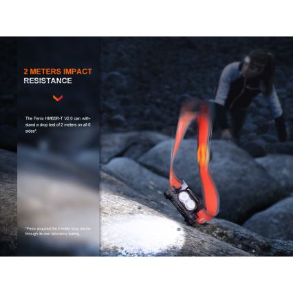 Fenix HM65RTV20PRP - Lanterna de cabeça LED com regulação LED/USB/2xCR123A IP68 1600 lm 300h 3400 mAh preto/roxo