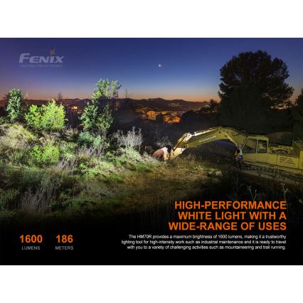Fenix HM70R - Lanterna de cabeça recarregável LED 4xLED/1x21700 IP68 1600 brilhante 800 h 5000 mAh