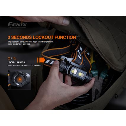 Fenix HM70R - Lanterna de cabeça recarregável LED 4xLED/1x21700 IP68 1600 brilhante 800 h 5000 mAh