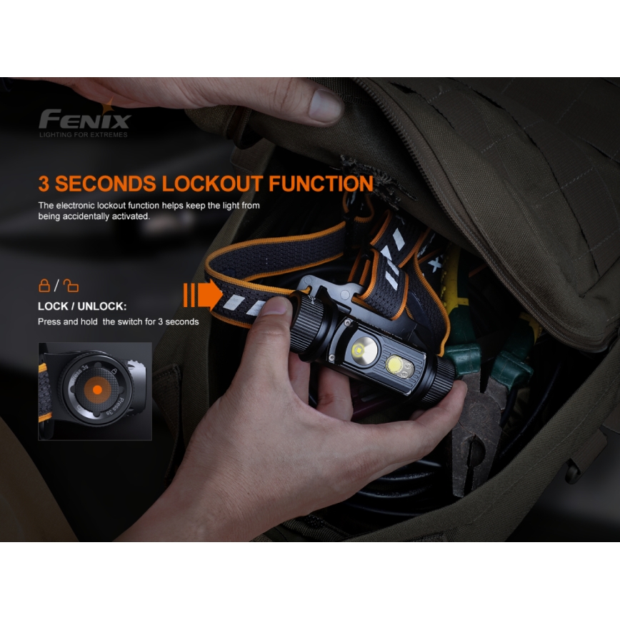 Fenix HM70R - Lanterna de cabeça recarregável LED 4xLED/1x21700 IP68 1600 brilhante 800 h 5000 mAh