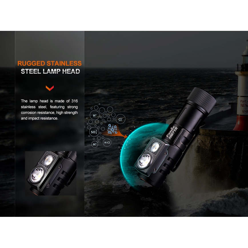 Fenix HM71R - Lanterna de cabeça recarregável LED LED/USB IP68 2700 lm 400 h