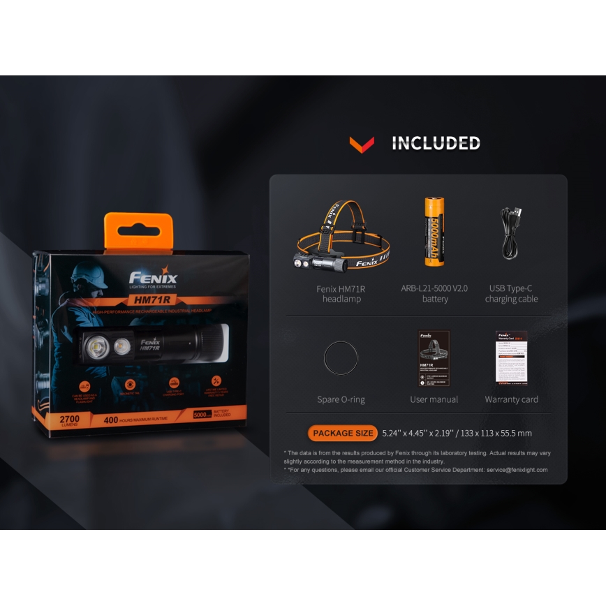 Fenix HM71R - Lanterna de cabeça recarregável LED LED/USB IP68 2700 lm 400 h