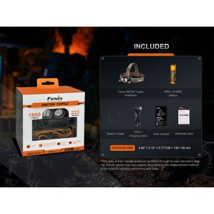 Fenix HM75RTOPAZ - Luz de cabeça LED regulável LED/USB IP68 1600 lm 210 h