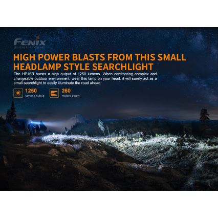 Fenix HP16R1250 - Lanterna de cabeça recarregável LED 3xLED/4xAA IP66 1250 lm 600 h