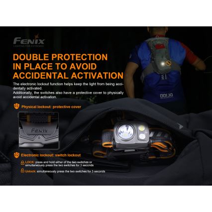 Fenix HP16R1250 - Lanterna de cabeça recarregável LED 3xLED/4xAA IP66 1250 lm 600 h