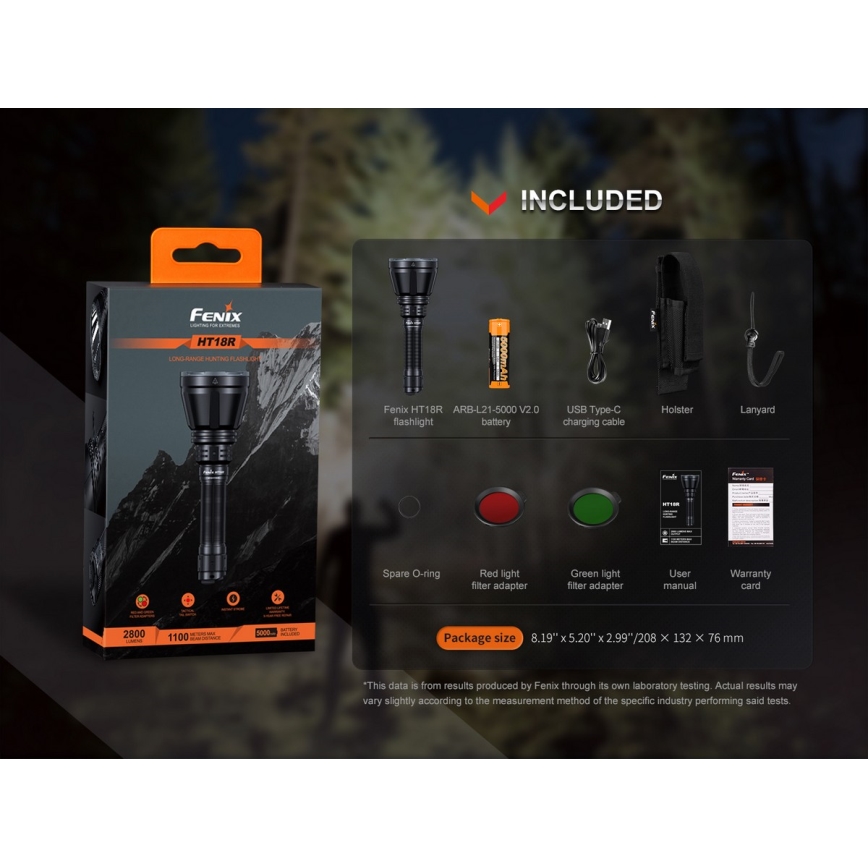 Fenix HT18R - Lanterna LED com regulação LED/1x21700 IP68 2800 Eu 42 h 5000 mAh