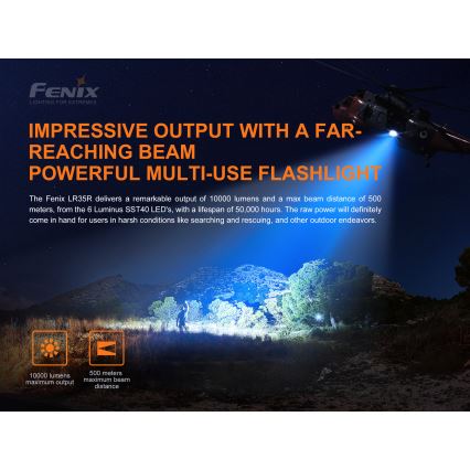 Fenix LR35R - Lanterna recarregável LED 6xLED/2x21700 IP68 10000 lm 80 hrs