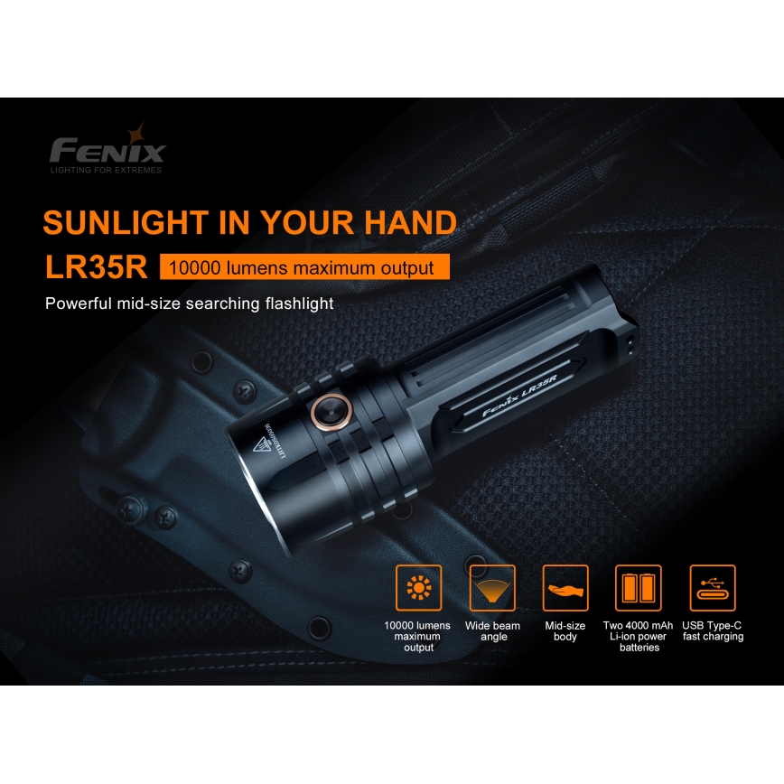 Fenix LR35R - Lanterna recarregável LED 6xLED/2x21700 IP68 10000 lm 80 hrs