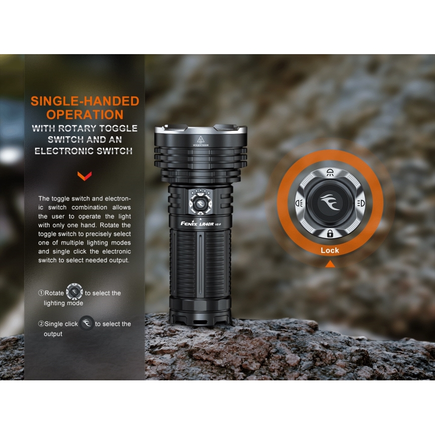 Fenix LR40RV20 - Lanterna recarregável LED LED/USB IP68 15000 lm 177 h