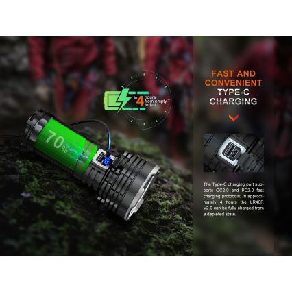 Fenix LR40RV20 - Lanterna recarregável LED LED/USB IP68 15000 lm 177 h