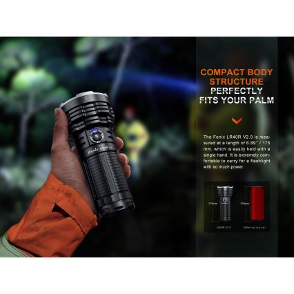 Fenix LR40RV20 - Lanterna recarregável LED LED/USB IP68 15000 lm 177 h