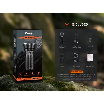 Fenix LR40RV20 - Lanterna recarregável LED LED/USB IP68 15000 lm 177 h