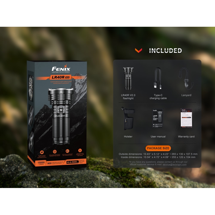 Fenix LR40RV20 - Lanterna recarregável LED LED/USB IP68 15000 lm 177 h