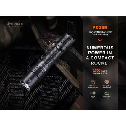 Fenix PD35R - Lanterna recarregável LED LED/USB/2xCR123A IP68 1700 lm 100 h 3400 mAh