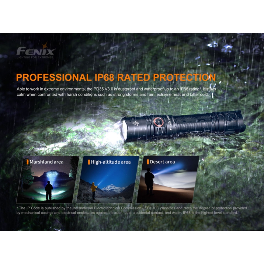 Fenix PD35V30 - Lanterna recarregável LED LED/USB/2xCR123A IP68 1700 brilhante 230 h 2600 mAh