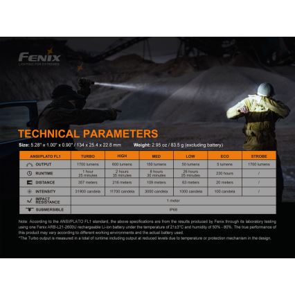 Fenix PD35V30 - Lanterna recarregável LED LED/USB/2xCR123A IP68 1700 brilhante 230 h 2600 mAh