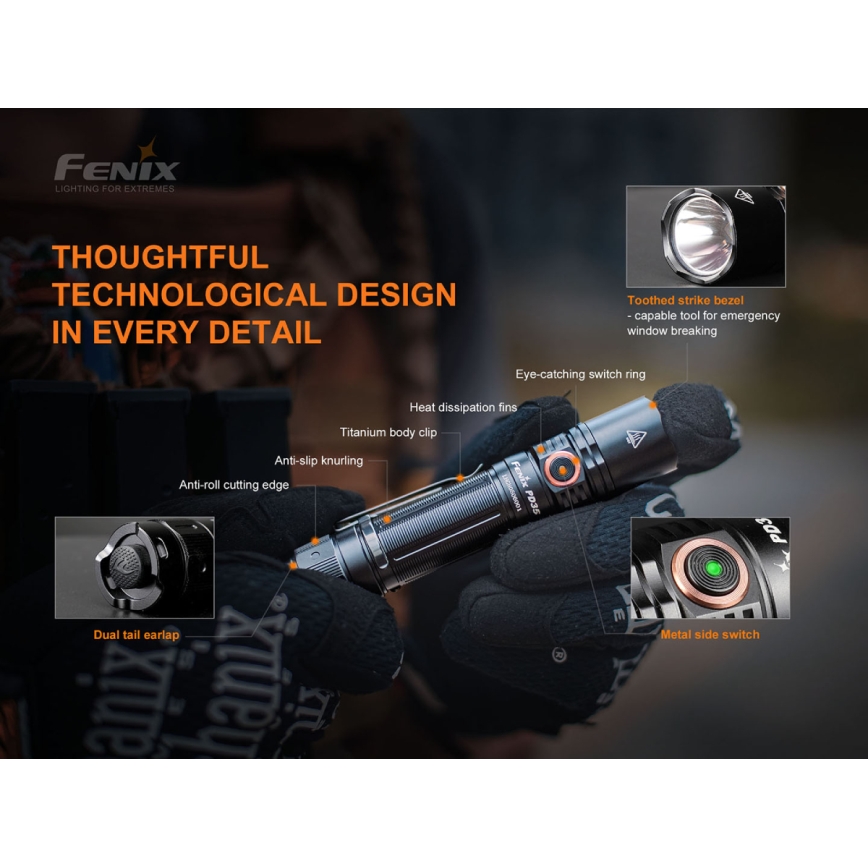 Fenix PD35V30 - Lanterna recarregável LED LED/USB/2xCR123A IP68 1700 brilhante 230 h 2600 mAh