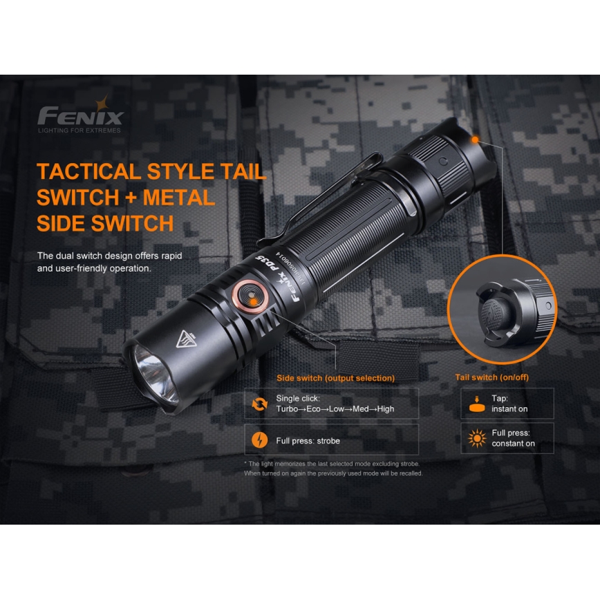 Fenix PD35V30 - Lanterna recarregável LED LED/USB/2xCR123A IP68 1700 brilhante 230 h 2600 mAh
