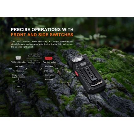 Fenix SW05RREDBLC - LED Regulação recarregável lanterna LED/USB IPX6 150 Eu 49 h preto