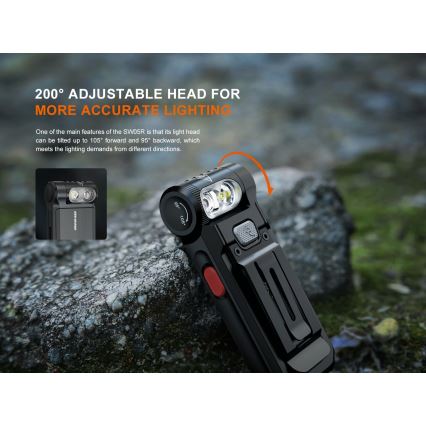 Fenix SW05RREDBLC - LED Regulação recarregável lanterna LED/USB IPX6 150 Eu 49 h preto