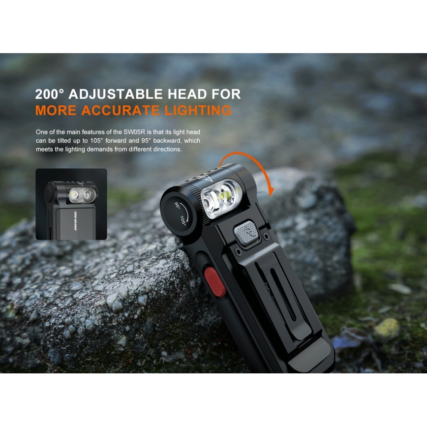 Fenix SW05RREDBLC - LED Regulação recarregável lanterna LED/USB IPX6 150 Eu 49 h preto