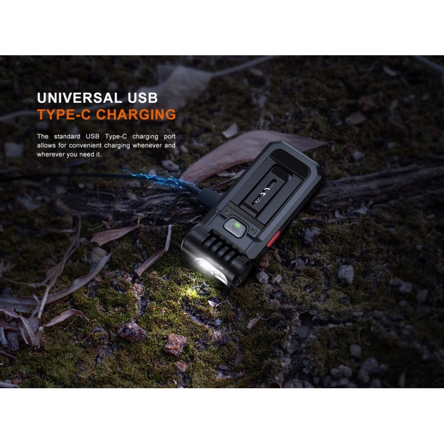 Fenix SW05RREDBLC - LED Regulação recarregável lanterna LED/USB IPX6 150 Eu 49 h preto
