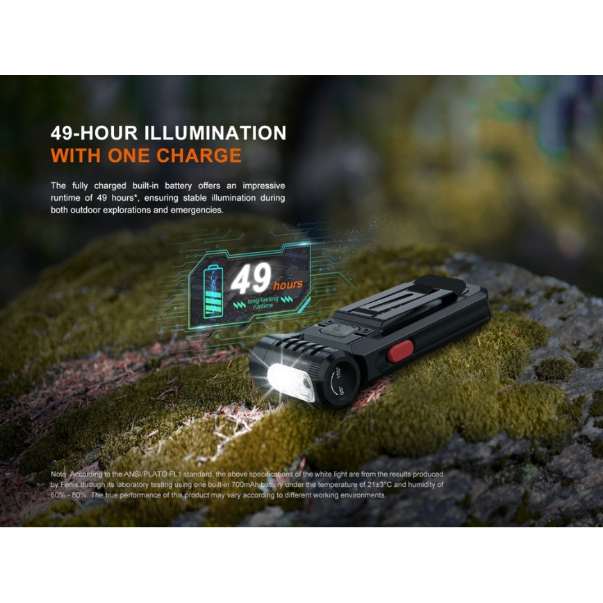 Fenix SW05RREDBLC - LED Regulação recarregável lanterna LED/USB IPX6 150 Eu 49 h preto