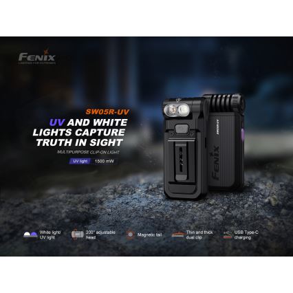 Fenix SW05RUVBLC - Lanterna LED com regulação LED/USB IPX6 150 lm 49 h 700 mAh preto