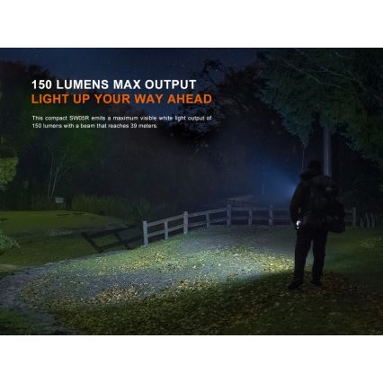 Fenix SW05RUVBLC - Lanterna LED com regulação LED/USB IPX6 150 lm 49 h 700 mAh preto