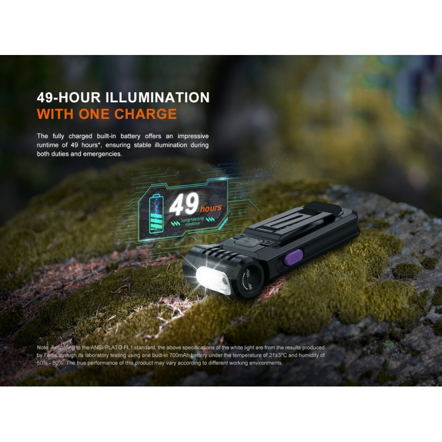 Fenix SW05RUVBLC - Lanterna LED com regulação LED/USB IPX6 150 lm 49 h 700 mAh preto