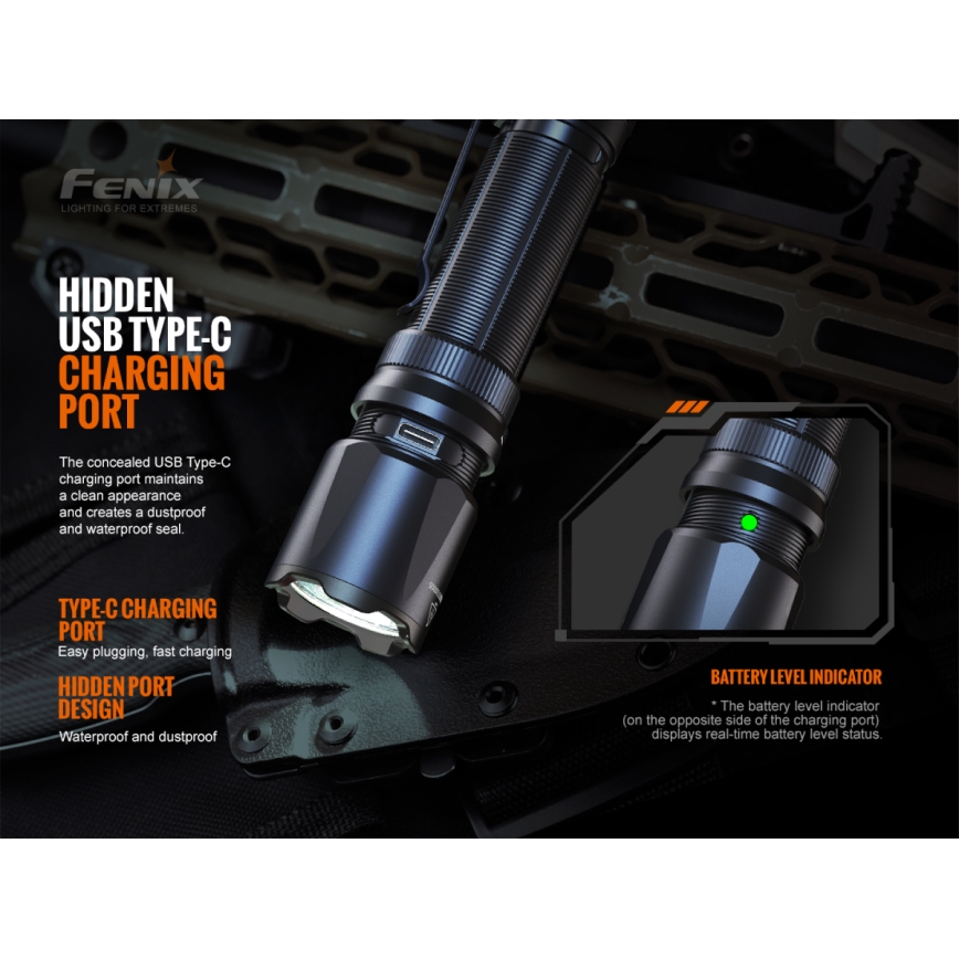 Fenix TK20RV20 - Lanterna LED táctica recarregável LED/USB IP68 3000 lm 48 h